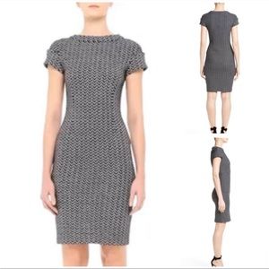 St. John Collection Lela Chevron Tweed Knit Wool Sheath Dress Size 8